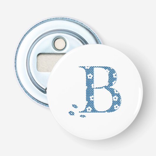 VentilatorpatroonLetter B (blauw) Button Flesopener (Voorkant)