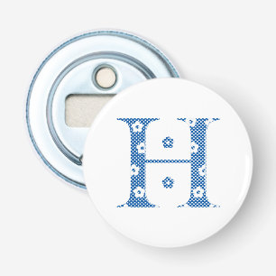VentilatorpatroonLetter H (blauw) Button Flesopener