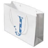 VentilatorpatroonLetter J (blauw) Large Cadeautasje (Achterkant Gekanteld)