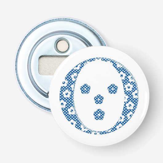 VentilatorpatroonLetter O (blauw) Button Flesopener (Voorkant)