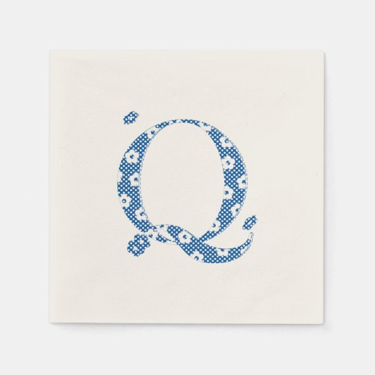 VentilatorpatroonLetter Q (blauw) Servet (Voorkant)