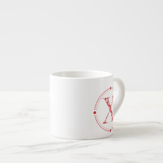 VentilatorpatroonLetter X (rood) Espresso Kop (Voorkant rechts)