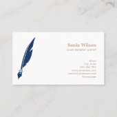Ventilatorpen met edelegante blauwe navy-typografi visitekaartje (Achterkant)