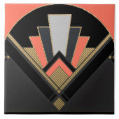 Ventilatorstijl Art Deco Peach Tegeltje (Voorkant)