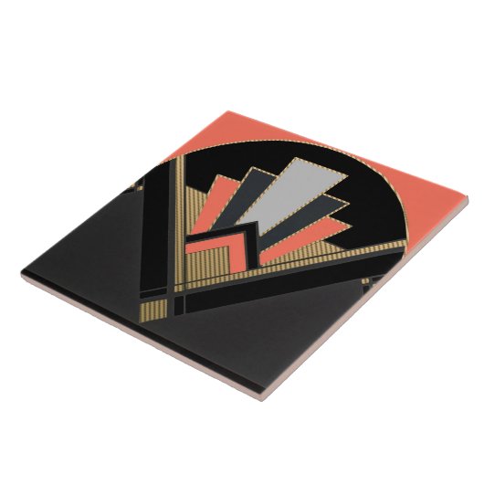Ventilatorstijl Art Deco Peach Tegeltje (Zijkant)