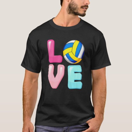 Ventilatorvrouwen met liefdesvolleybalteam t-shirt (Voorkant)
