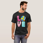 Ventilatorvrouwen met liefdesvolleybalteam t-shirt (Voorkant volledig)