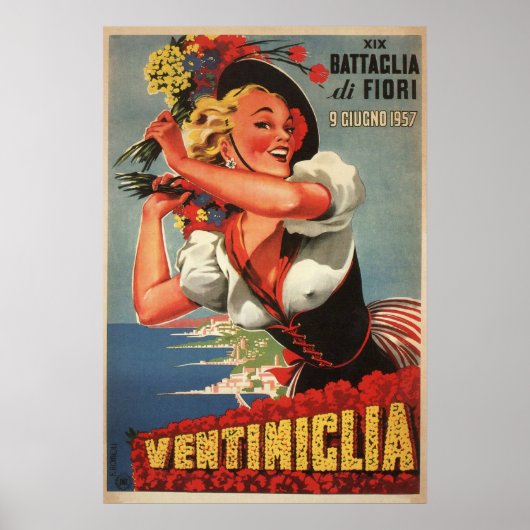 Ventimiglia, Italië Vintage Travel Poster (Voorkant)