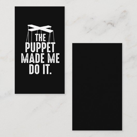 Ventriloquist Puppeteer maakte me tot puppete Visitekaartje (Voorkant / Achterkant)