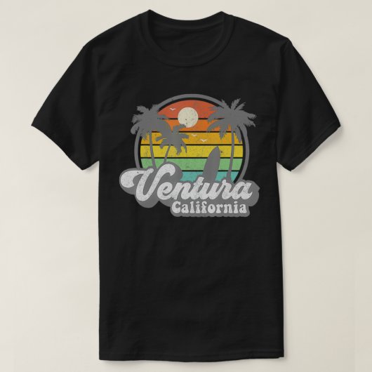  Ventura Beach California Surfing Retro T-shirt (Design voorkant)