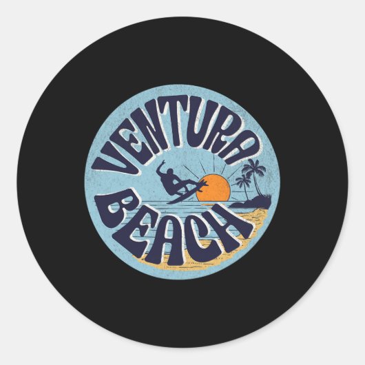 Ventura Beach Ronde Sticker (Voorkant)
