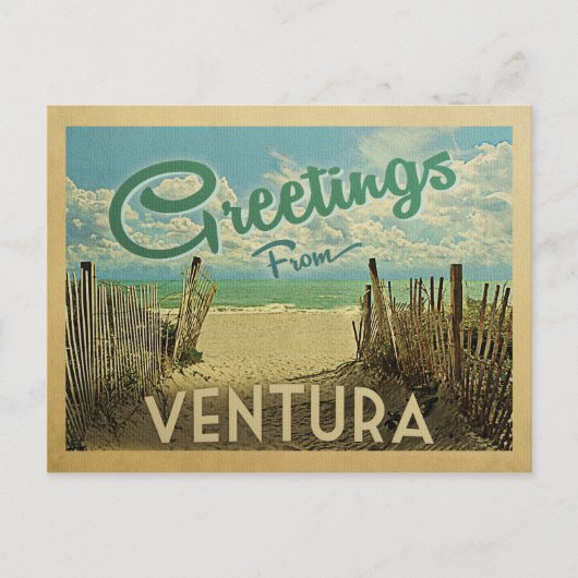 Ventura Beach Vintage Travel Briefkaart (Voorkant)
