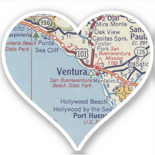 Ventura CA kaart Sticker (Voorkant)