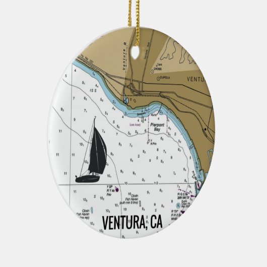 Ventura CA Sailing Keramisch Ornament (Rechts)