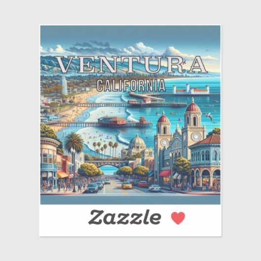 Ventura California 3 inch Vinyl Sticker (Vel)