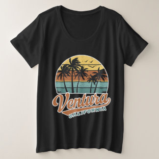 Ventura Californië -  retro zonsondergang Grote Maat T-shirt