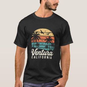 Ventura Californië Retro Zonsondergang Palmboom St T-shirt