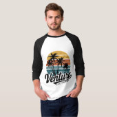Ventura Californië -  retro zonsondergang T-shirt (Voorkant volledig)