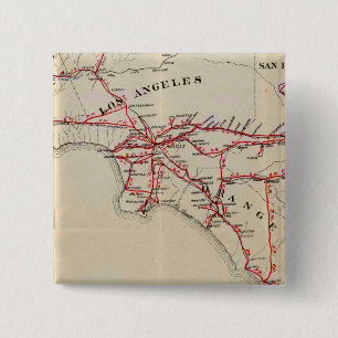Ventura, Los Angeles, San Bernardino, Sinaasappel Vierkante Button 5,1 Cm