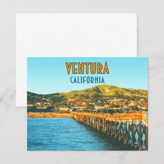 Ventura Pier Beach California  Flat Kaart (Voorkant / Achterkant)