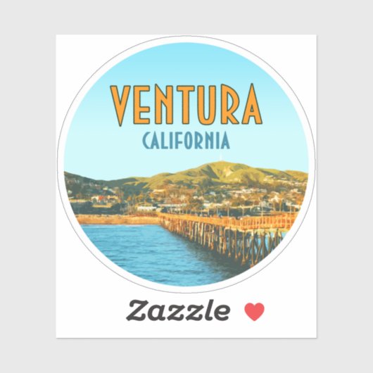 Ventura Pier Beach California  Sticker (Vel)