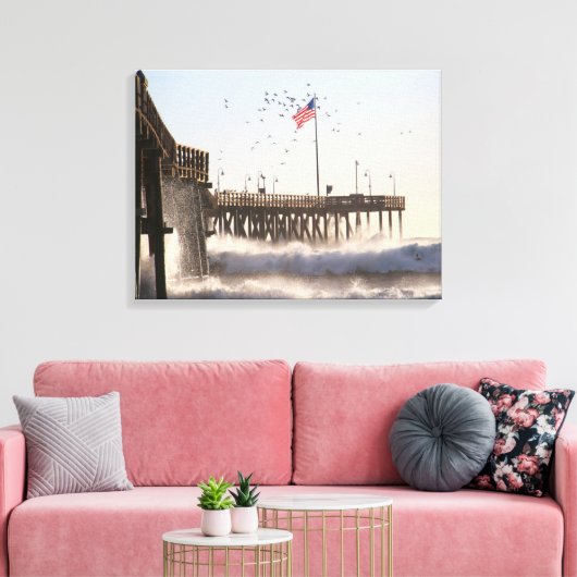 Ventura Pier Waves | El Nino Canvas Afdruk (Insitu (Woonkamer))
