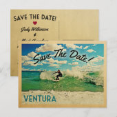 Ventura Save the Date California Surfing Aankondigingskaart (Voorkant / Achterkant)