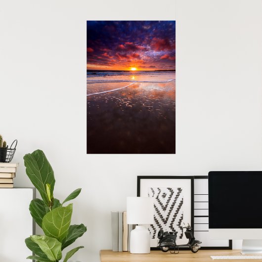 Ventura State Beach at Sunset Poster (Thuiskantoor)