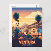 Ventura Sunset Mountains Southern California Retro Briefkaart (Voorkant / Achterkant)