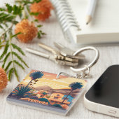 Ventura Sunset Mountains Southern California Retro Sleutelhanger (Voorkant Rechts)