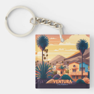 Ventura Sunset Mountains Southern California Retro Sleutelhanger