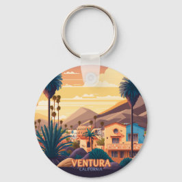 Ventura Sunset Mountains Southern California Retro Sleutelhanger