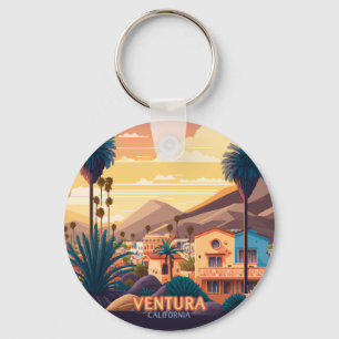 Ventura Sunset Mountains Southern California Retro Sleutelhanger