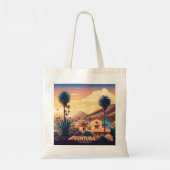 Ventura Sunset Mountains Southern California Retro Tote Bag (Achterkant)