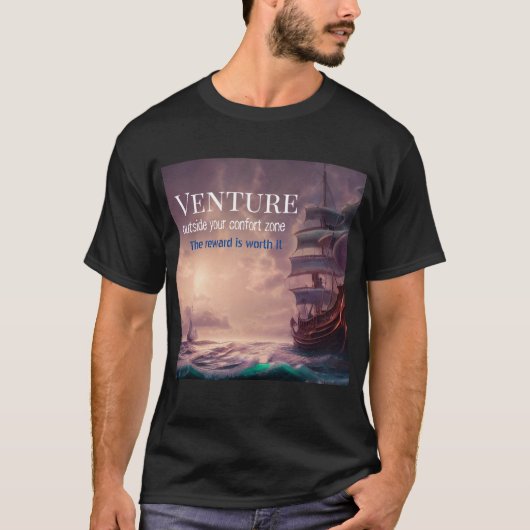 Venture quote , piratenbootenstijl ,ia , t-shirt (Voorkant)