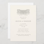 Venue Illustration Old Money Aesthetic, Wedding Kaart (Voorkant / Achterkant)