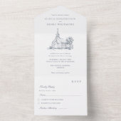 Venue Sketch | Church Wedding All In One Uitnodiging (Binnen)