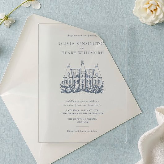 Venue Sketch Minimalist for Wedding Acryl Uitnodigingen