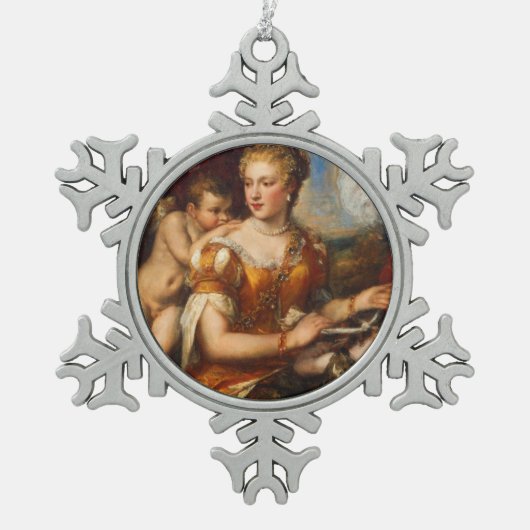 Venus Blindfolding Cupid Snowflake Ornament (Voorkant)