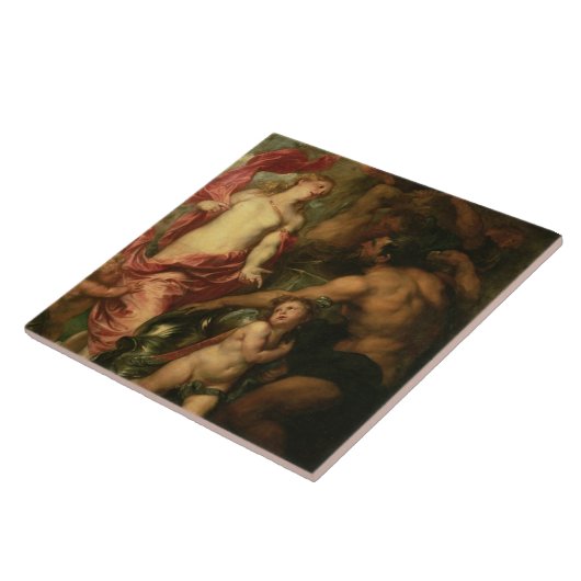 Venus die Vulcan vraagt om de Armor van Aeneas (ol Tegeltje (Zijkant)