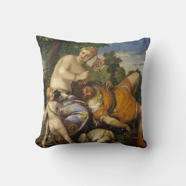 Venus en Adonis (door Paolo Veronese) Kussen (Voorkant)