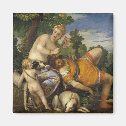 Venus en Adonis (door Paolo Veronese) Magneet (Voorkant)