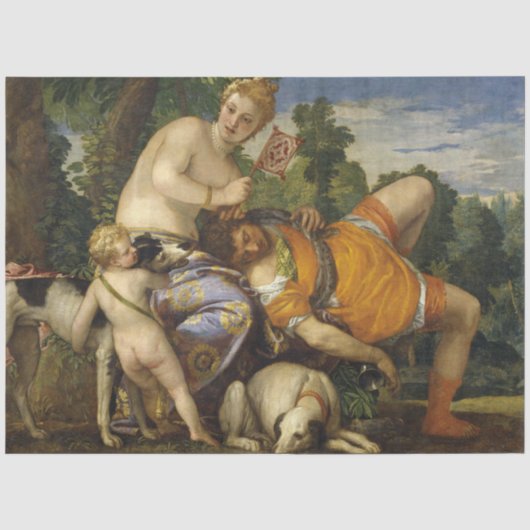 Venus en Adonis (door Paolo Veronese) Tissuepapier (Voorkant)