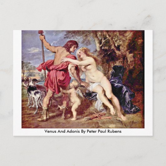 Venus en Adonis van Peter Paul Rubens Briefkaart (Voorkant)