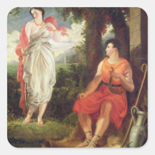 Venus en Anchises, 1826 (olie op doek) Vierkante Sticker