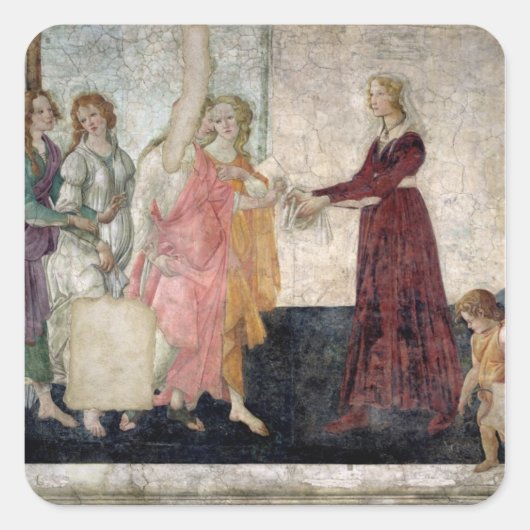 Venus en de Graces Vierkante Sticker (Voorkant)