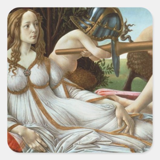 Venus en Mars, c.1485 (tempera en olie) Vierkante Sticker (Voorkant)