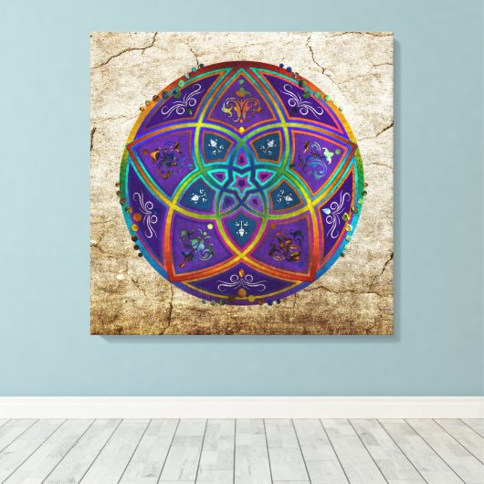 Venus Flower of Love fineART Oriental Antiek lila Canvas Afdruk (Insitu (Houten vloer))