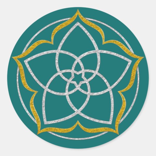 VENUS FLOWER/Venusblume Lotus SILVER GOLD Ronde Sticker (Voorkant)