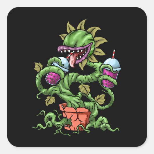 Venus Fly Trap Bubble Tea Gift Carnivorous Planten Vierkante Sticker (Voorkant)